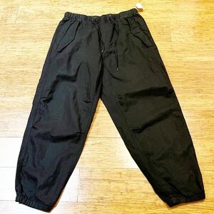 NWT! Gap Linen Cotton Blend High Rise Black Joggers w/ Pockets Drawstring. Med